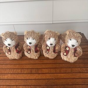 Rustic Brown and White Bear Christmas Ornaments